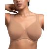 imageHSIA Bras for Women Minimizer Full Coverage Plus Size T Shirt Unlined Underwire Smooth Bra Seamless Cups Joan Ultimate SoftDark Beige