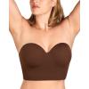 imageHSIA Longline Strapless Bra for Women AntiSlip Support Corset for Large Bust Convertible Bustier Bandeau for Big BreastsCoffee Brown