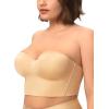 imageHSIA Longline Strapless Bra for Women AntiSlip Support Corset for Large Bust Convertible Bustier Bandeau for Big BreastsSatin Beige