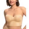 imageHSIA Longline Strapless Bra for Women AntiSlip Support Corset for Large Bust Convertible Bustier Bandeau for Big BreastsSatin Beige