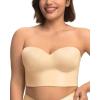 imageHSIA Longline Strapless Bra for Women AntiSlip Support Corset for Large Bust Convertible Bustier Bandeau for Big BreastsSatin Nude
