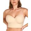 imageHSIA Longline Strapless Bra for Women AntiSlip Support Corset for Large Bust Convertible Bustier Bandeau for Big BreastsNude