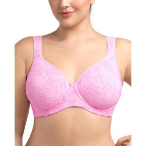 imageHSIA Bras for Women Minimizer Full Coverage Plus Size T Shirt Unlined Underwire Smooth Bra Seamless Cups Joan Ultimate SoftBlush Leaf