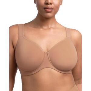 imageHSIA Bras for Women Minimizer Full Coverage Plus Size T Shirt Unlined Underwire Smooth Bra Seamless Cups Joan Ultimate SoftDark Beige