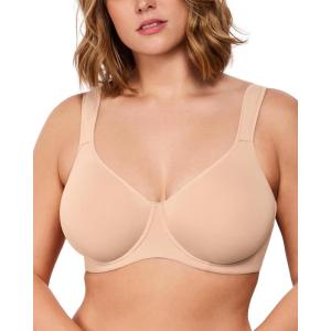 imageHSIA Bras for Women Minimizer Full Coverage Plus Size T Shirt Unlined Underwire Smooth Bra Seamless Cups Joan Ultimate SoftLight Beige