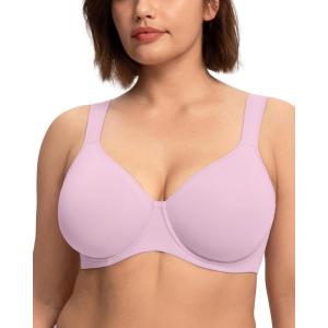 imageHSIA Bras for Women Minimizer Full Coverage Plus Size T Shirt Unlined Underwire Smooth Bra Seamless Cups Joan Ultimate SoftNude Lavender