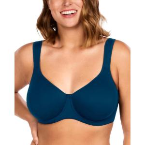 imageHSIA Bras for Women Minimizer Full Coverage Plus Size T Shirt Unlined Underwire Smooth Bra Seamless Cups Joan Ultimate SoftOcean Blue