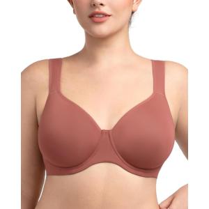 imageHSIA Bras for Women Minimizer Full Coverage Plus Size T Shirt Unlined Underwire Smooth Bra Seamless Cups Joan Ultimate SoftSpiced Red
