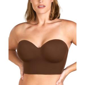 imageHSIA Longline Strapless Bra for Women AntiSlip Support Corset for Large Bust Convertible Bustier Bandeau for Big BreastsCoffee Brown