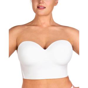imageHSIA Longline Strapless Bra for Women AntiSlip Support Corset for Large Bust Convertible Bustier Bandeau for Big BreastsPure White