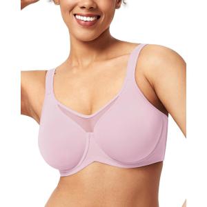 imageHSIA Minimizer Bras for Women Plus Size Full Coverage Coolcomfort T Shirt Unlined Bra with Underwire for Heavy BreastLavender