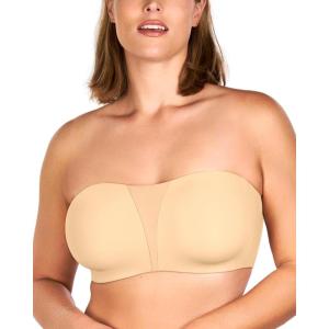 imageHSIA Strapless Bra for Big Bust Women AntiSlip Full Coverage Bandeau Plus Size Fiery Bra Underwire Support for Large BreastBeige
