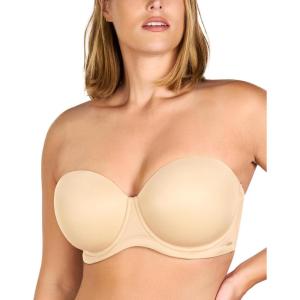 imageHSIA Strapless Bras for Women Large Breasts Non Slip Full Coverage Underwire Supportive Multiway Strapless Bra Plus SizeBeige