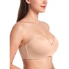 image:imageHSIA Strapless Bras for Women Push Up Seamless Underwire Padded Balconette Demi Convertible Bra for Small BustsAlmond Beige