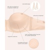 image:imageHSIA Strapless Bras for Women Push Up Seamless Underwire Padded Balconette Demi Convertible Bra for Small BustsAlmond Beige