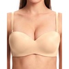 image:imageHSIA Strapless Bras for Women Push Up Seamless Underwire Padded Balconette Demi Convertible Bra for Small BustsBeige