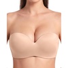 image:imageHSIA Strapless Bras for Women Push Up Seamless Underwire Padded Balconette Demi Convertible Bra for Small BustsAlmond Beige