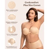 image:imageHSIA Strapless Bras for Women Longline Corset for Large Bust Plus Size Supportive Bustier Minimizer Convertible BandeauBeige Tone