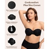 image:imageHSIA Strapless Bras for Women Longline Corset for Large Bust Plus Size Supportive Bustier Minimizer Convertible BandeauBlack Tone