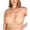 image:imageHSIA Strapless Bras for Women Longline Corset for Large Bust Plus Size Supportive Bustier Minimizer Convertible BandeauNatural Nude Solid