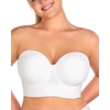 image:imageHSIA Strapless Bras for Women Longline Corset for Large Bust Plus Size Supportive Bustier Minimizer Convertible BandeauWhite Solid
