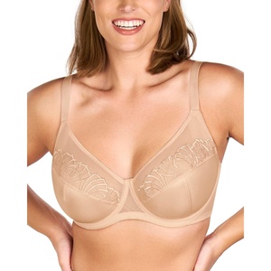 image:imageHSIA Minimizer Bras for Women Plus Size Full Coverage Coolcomfort T Shirt Unlined Bra with Underwire for Heavy BreastLight Beige Pearl Embroidery