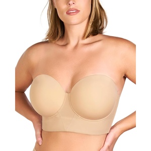 image:imageHSIA Strapless Bras for Women Longline Corset for Large Bust Plus Size Supportive Bustier Minimizer Convertible BandeauNatural Nude Solid