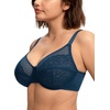 image:imageHSIA Minimizer Bras for Women Enchante Full Coverage Underwire Bras Plus Size Lifting Floral Lace Bra for Heavy BreastOcean
