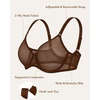 image:imageHSIA Minimizer Bras for Women Full Coverage Underwire Unlined Mesh Plus Size Convertible Bra for Big BustedCoffee Brown