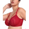 image:imageHSIA Minimizer Bras for Women Full Coverage Unlined Lace Sexy Plus Size Underwire Bra for Large BreastsChristmascoral Red