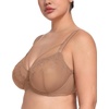 image:imageHSIA Minimizer Bras for Women Full Coverage Unlined Lace Sexy Plus Size Underwire Bra for Large BreastsChristmasdark Beige