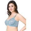 image:imageHSIA Minimizer Bras for Women Full Coverage Unlined Lace Sexy Plus Size Underwire Bra for Large BreastsGrey Blue