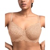 image:imageHSIA Minimizer Bra for Women  Plus Size Full Coverage Lace Bra with Underwire Non PaddedWarm Beige