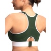 image:imageHSIA Sports Bras for Women High Support Large Bust FlexCore Racerback Lined  High Impact Sewn In Pads Wireless Plus Size Adjustable Wide Cushioned Straps Full Coverage Workout Running GymForest Green Contrast White