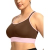 image:imageHSIA Sports Bras for Women High Support Large Bust FlexCore Racerback Lined  High Impact Sewn In Pads Wireless Plus Size Adjustable Wide Cushioned Straps Full Coverage Workout Running GymChocolate Contrast Pink