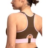 image:imageHSIA Sports Bras for Women High Support Large Bust FlexCore Racerback Lined  High Impact Sewn In Pads Wireless Plus Size Adjustable Wide Cushioned Straps Full Coverage Workout Running GymChocolate Contrast Pink
