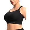 image:imageHSIA Sports Bras for Women High Support Large Bust FlexCore Racerback Lined  High Impact Sewn In Pads Wireless Plus Size Adjustable Wide Cushioned Straps Full Coverage Workout Running GymBlack