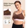 image:imageHSIA Sports Bras for Women High Support Large Bust FlexCore Racerback Lined  High Impact Sewn In Pads Wireless Plus Size Adjustable Wide Cushioned Straps Full Coverage Workout Running GymChocolate Contrast Pink