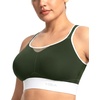 image:imageHSIA Sports Bras for Women High Support Large Bust FlexCore Racerback Lined  High Impact Sewn In Pads Wireless Plus Size Adjustable Wide Cushioned Straps Full Coverage Workout Running GymForest Green Contrast White