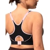 image:imageHSIA Sports Bras for Women High Support Large Bust Padded Zip Front Closure  High Impact Sewn in Pads Speed Race Racerback Wireless Supportive Wide Straps Workout Running Gym Bounce ControlBlack Contrast Light Pink