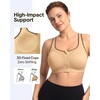 image:imageHSIA Sports Bras for Women High Support Large Bust Padded Zip Front Closure  High Impact Sewn in Pads Speed Race Racerback Wireless Supportive Wide Straps Workout Running Gym Bounce ControlLight Hazelnut Color Contrast Coffee Brown