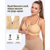 image:imageHSIA Sports Bras for Women High Support Large Bust Padded Zip Front Closure  High Impact Sewn in Pads Speed Race Racerback Wireless Supportive Wide Straps Workout Running Gym Bounce ControlLight Hazelnut Color Contrast Coffee Brown