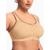 image:imageHSIA Sports Bras for Women High Support Large Bust Padded Zip Front Closure  High Impact Sewn in Pads Speed Race Racerback Wireless Supportive Wide Straps Workout Running Gym Bounce ControlLight Hazelnut Color Contrast Coffee Brown