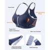 image:imageHSIA Sports Bras for Women High Support Large Bust Padded Zip Front Closure  High Impact Sewn in Pads Speed Race Racerback Wireless Supportive Wide Straps Workout Running Gym Bounce ControlDark Blue Contrast Grey Blue