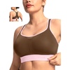 image:imageHSIA Sports Bras for Women High Support Large Bust FlexCore Racerback Lined  High Impact Sewn In Pads Wireless Plus Size Adjustable Wide Cushioned Straps Full Coverage Workout Running GymChocolate Contrast Pink