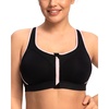 image:imageHSIA Sports Bras for Women High Support Large Bust Padded Zip Front Closure  High Impact Sewn in Pads Speed Race Racerback Wireless Supportive Wide Straps Workout Running Gym Bounce ControlBlack Contrast Light Pink