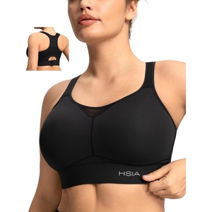 image:imageHSIA Sports Bras for Women High Support Large Bust FlexCore Racerback Lined  High Impact Sewn In Pads Wireless Plus Size Adjustable Wide Cushioned Straps Full Coverage Workout Running GymBlack