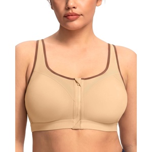 image:imageHSIA Sports Bras for Women High Support Large Bust Padded Zip Front Closure  High Impact Sewn in Pads Speed Race Racerback Wireless Supportive Wide Straps Workout Running Gym Bounce ControlLight Hazelnut Color Contrast Coffee Brown