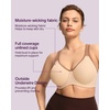 image:imageHSIA High Support Sports Bra for Women Full Coverage Unlined Large Bust Bra  Outside Underwire High Impact Lift Wider Mesh Racerback Adjustable Straps for Running HIIT amp Sports 2 Nipple CoversLight Beige01