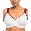 image:imageHSIA High Support Sports Bra for Women Full Coverage Unlined Large Bust Bra  Outside Underwire High Impact Lift Wider Mesh Racerback Adjustable Straps for Running HIIT amp Sports 2 Nipple CoversWhite